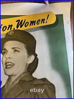 ORIGINAL 37 x 25 WWII Join the WAAC Women's Army Auxiliary Corps Attention Women