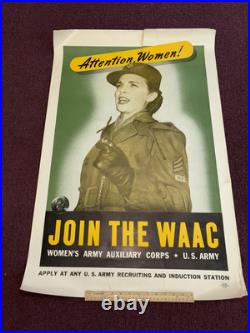 ORIGINAL 37 x 25 WWII Join the WAAC Women's Army Auxiliary Corps Poster Women