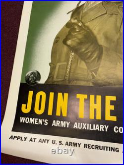 ORIGINAL 37 x 25 WWII Join the WAAC Women's Army Auxiliary Corps Poster Women