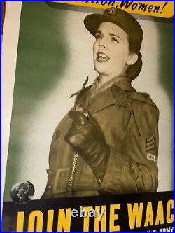 ORIGINAL 37 x 25 WWII Join the WAAC Women's Army Auxiliary Corps Poster Women