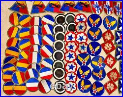 ORIGINAL LARGE GROUP LOT OF 130 WWII US Army Military Patches #4