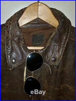 ORIGINAL VTG 1940s WWII TYPE A-2 LEATHER FLIGHT JACKET U. S. ARMY AIR CORPS AERO