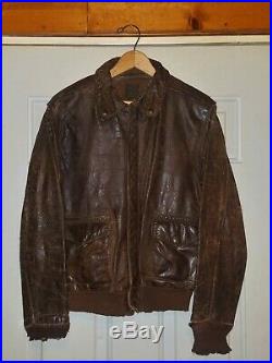 ORIGINAL VTG 1940s WWII TYPE A-2 LEATHER FLIGHT JACKET U. S. ARMY AIR CORPS AERO