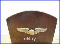 ORIGINAL WW II US ARMY AIRCRAFT WALTHAM CLOCK 8 DAY WORKING AND MOUNTED w WINGS