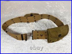 ORIGINAL WW2 US ARMY WEB BELT With FIRST AID & BANDAGE RED AND AMNO. 45 POUNCH