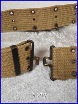 ORIGINAL WW2 US ARMY WEB BELT With FIRST AID & BANDAGE RED AND AMNO. 45 POUNCH