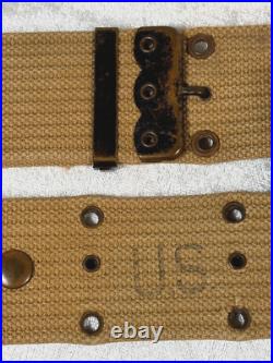 ORIGINAL WW2 US ARMY WEB BELT With FIRST AID & BANDAGE RED AND AMNO. 45 POUNCH