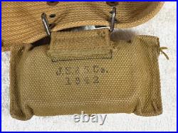 ORIGINAL WW2 US ARMY WEB BELT With FIRST AID & BANDAGE RED AND AMNO. 45 POUNCH