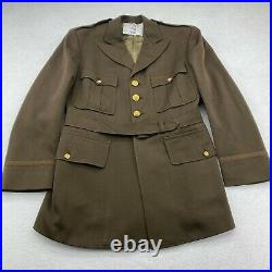 ORIGINAL WW2 US ARMY WOOL TUNIC COAT 44R 1938 Patches Brown