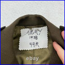 ORIGINAL WW2 US ARMY WOOL TUNIC COAT 44R 1938 Patches Brown
