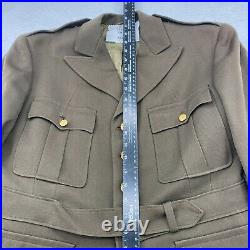 ORIGINAL WW2 US ARMY WOOL TUNIC COAT 44R 1938 Patches Brown