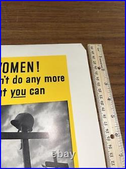 ORIGINAL WWII Join the WAC Women's Army Corps Poster Crosses G. I Helmets Death