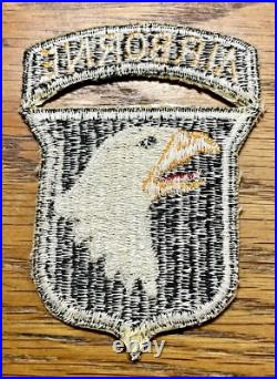 ORIGINAL WWII TYPE 3 US ARMY 101st AIRBORNE INFANTRY DIV PATCH ATTACHED TAB