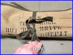 ORIGINAL WWII US ARMY M1937 BUTCHER OUTFIT KNIVES UTENSILS ROLL With INSERTS