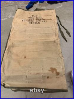 ORIGINAL WWII US ARMY M1937 BUTCHER OUTFIT KNIVES UTENSILS ROLL With INSERTS