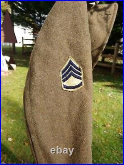 ORIGINAL WWII US ARMY M1938 WOOL WINTER OVERCOAT 1st Cav with CHEVRONS