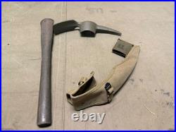 ORIGINAL WWII US ARMY M1942 PICK AXE MATTOCK & CARRIER- US stamped