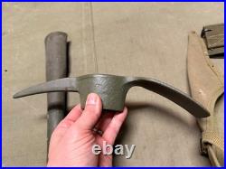 ORIGINAL WWII US ARMY M1942 PICK AXE MATTOCK & CARRIER- US stamped