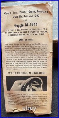ORIGINAL WWII US ARMY M1944 GOGGLES in BOX PILOT / TANKER POLAROID