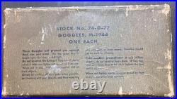 ORIGINAL WWII US ARMY M1944 GOGGLES in BOX PILOT / TANKER POLAROID