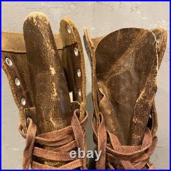 ORIGINAL WWII US ARMY PARATROOPER JUMP BOOTS BROWN DATED 1943 Size8-8.5 Used JP