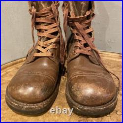 ORIGINAL WWII US ARMY PARATROOPER JUMP BOOTS BROWN DATED 1943 Size8-8.5 Used JP