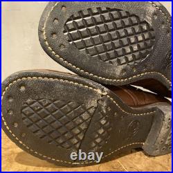 ORIGINAL WWII US ARMY PARATROOPER JUMP BOOTS BROWN DATED 1943 Size8-8.5 Used JP