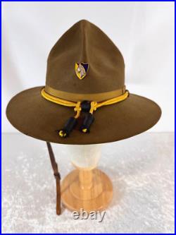 ORIGINAL WWII US ARMY WW2 CAVALRY CAMPAIGN HAT With SCREWBACK DI & CORD SiZE 7