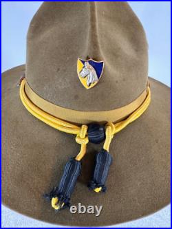 ORIGINAL WWII US ARMY WW2 CAVALRY CAMPAIGN HAT With SCREWBACK DI & CORD SiZE 7