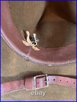 ORIGINAL WWII US ARMY WW2 CAVALRY CAMPAIGN HAT With SCREWBACK DI & CORD SiZE 7