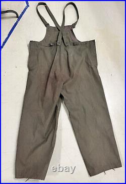 ORIGINAL WWII US Army Tanker Overalls Bib, Combat Trousers with 13 Star Buttons
