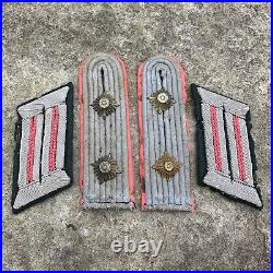 ORIGINAL WWII WW2 German Army Panzer Officer Shoulder Board Collar Tab Set