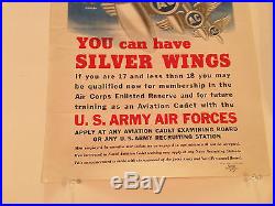 ORIGINAL WWII You Can Have Silver Wings AAF Army Air Corps Fischer WW2 Poster