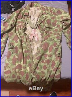 Original 40's WWII US Marines Army HBT Camouflage M-1942 Frog Skin Coveralls