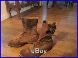 Original AUTHENTIC Pair WW2 WWII US Army Combat Boots Double Buckle 9 1/2 D