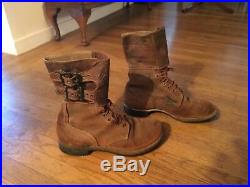 Original AUTHENTIC Pair WW2 WWII US Army Combat Boots Double Buckle 9 1/2 D