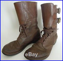 Original AUTHENTIC Pair WW2 WWII US Army Combat Boots Double Buckle Sz 9D