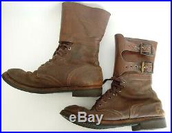 Original AUTHENTIC Pair WW2 WWII US Army Combat Boots Double Buckle Sz 9D