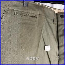 Original Deadstock WWII US Army HBT Herringbone Pants Trousers Dungarees size 44