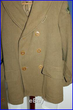 Original Early WW2 U. S. Army 4th ID Officers Jeep Wool Uniform Coat, 1942 Dated