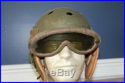 Original Early WW2 U. S. Army M-38 Tankers Helmet withGoggles, Complete & Excellent