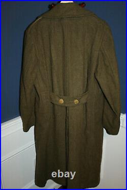 Original Early WW2 U. S. Army OD Wool Overcoat, 1942 d, withGI Stamps