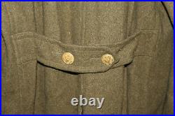 Original Early WW2 U. S. Army OD Wool Overcoat, 1942 d, withGI Stamps