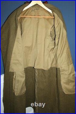 Original Early WW2 U. S. Army OD Wool Overcoat, 1942 d, withGI Stamps