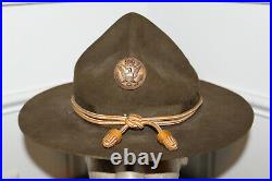 Original Early WW2 U. S. Army Soldiers Campaign Hat withSignal Corps Cord & Acorns