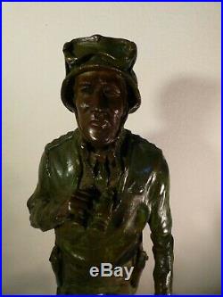 Original General Patton ARMY GREEN WWII BRONZE SCULPTURE by AUSTIN DEUEL