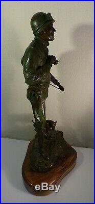 Original General Patton ARMY GREEN WWII BRONZE SCULPTURE by AUSTIN DEUEL