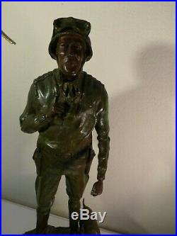 Original General Patton ARMY GREEN WWII BRONZE SCULPTURE by AUSTIN DEUEL