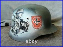 Original Hungarian Army WW2 M-37 Helmet, Restored, Varnished, Handmade Art