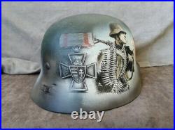 Original Hungarian Army WW2 M-37 Helmet, Restored, Varnished, Handmade Art